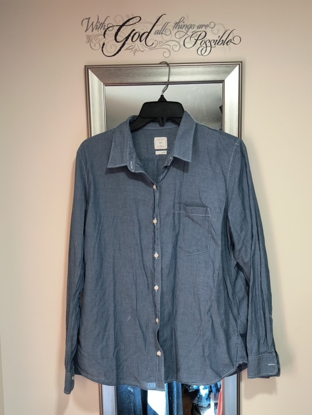 GAP Women's Chambray Button-Down Shirt - Blue